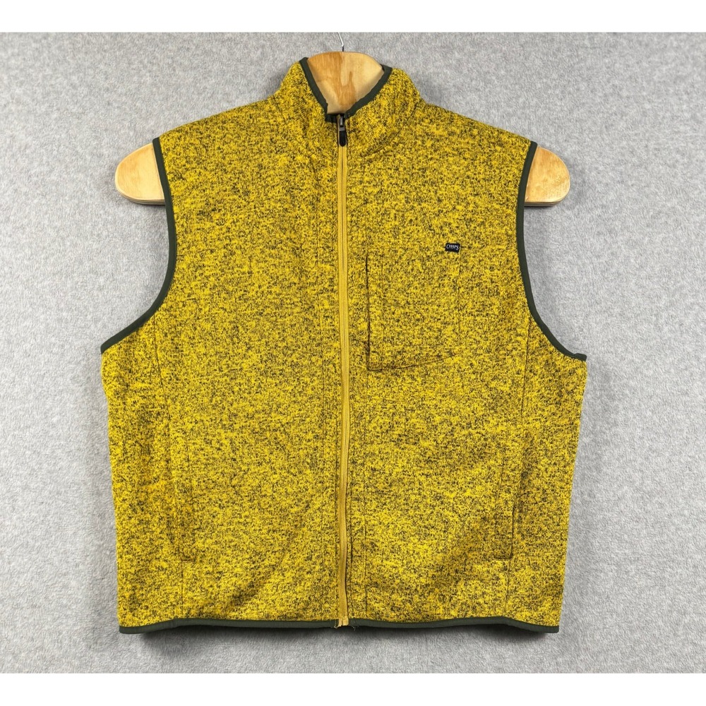 Chaps Vest Mens XXL Yellow Full Zip Sweater Knit Fleece Lined Marl